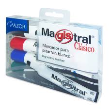 Marcadores para pizarron, clasico marca Magistral 4pz