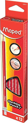 Lapiz color rojo carmin marca Maped con goma 12pz
